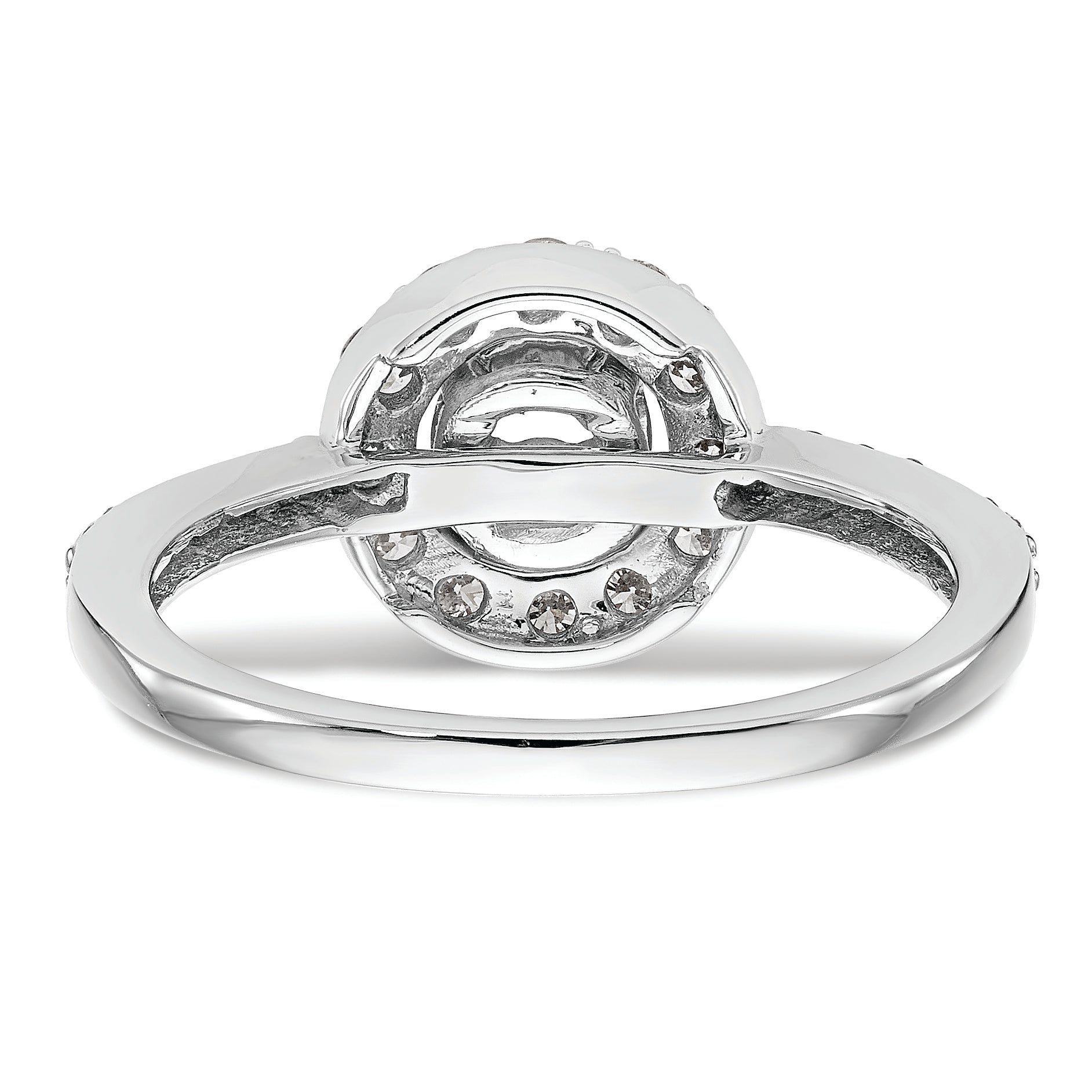 14K White Gold Halo (Holds 1/2 carat (5.00mm) Round Center) 1/2 carat Diamond Semi-Mount Engagement Ring