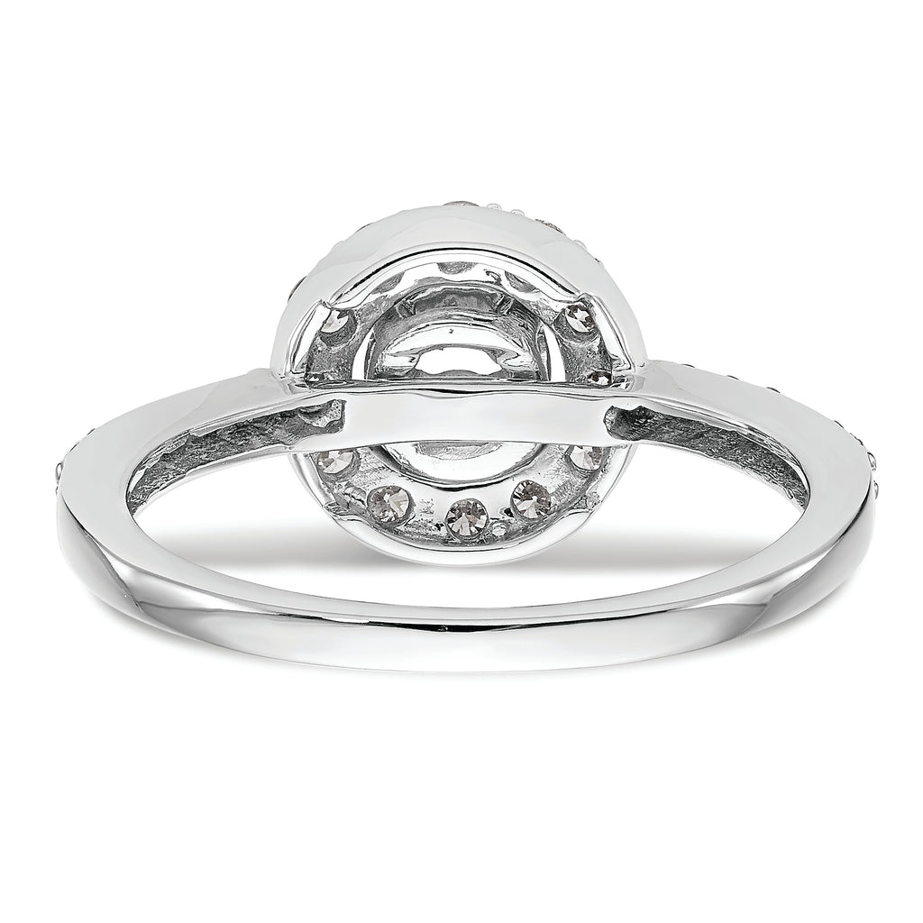 14K White Gold Halo (Holds 1/2 carat (5.00mm) Round Center) 1/2 carat Diamond Semi-Mount Engagement Ring