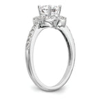 14K White Gold Halo (Holds 1/2 carat (5.00mm) Round Center) 1/2 carat Diamond Semi-Mount Engagement Ring