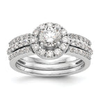 14K White Gold Halo (Holds 1/2 carat (5.00mm) Round Center) 1/2 carat Diamond Semi-Mount Engagement Ring