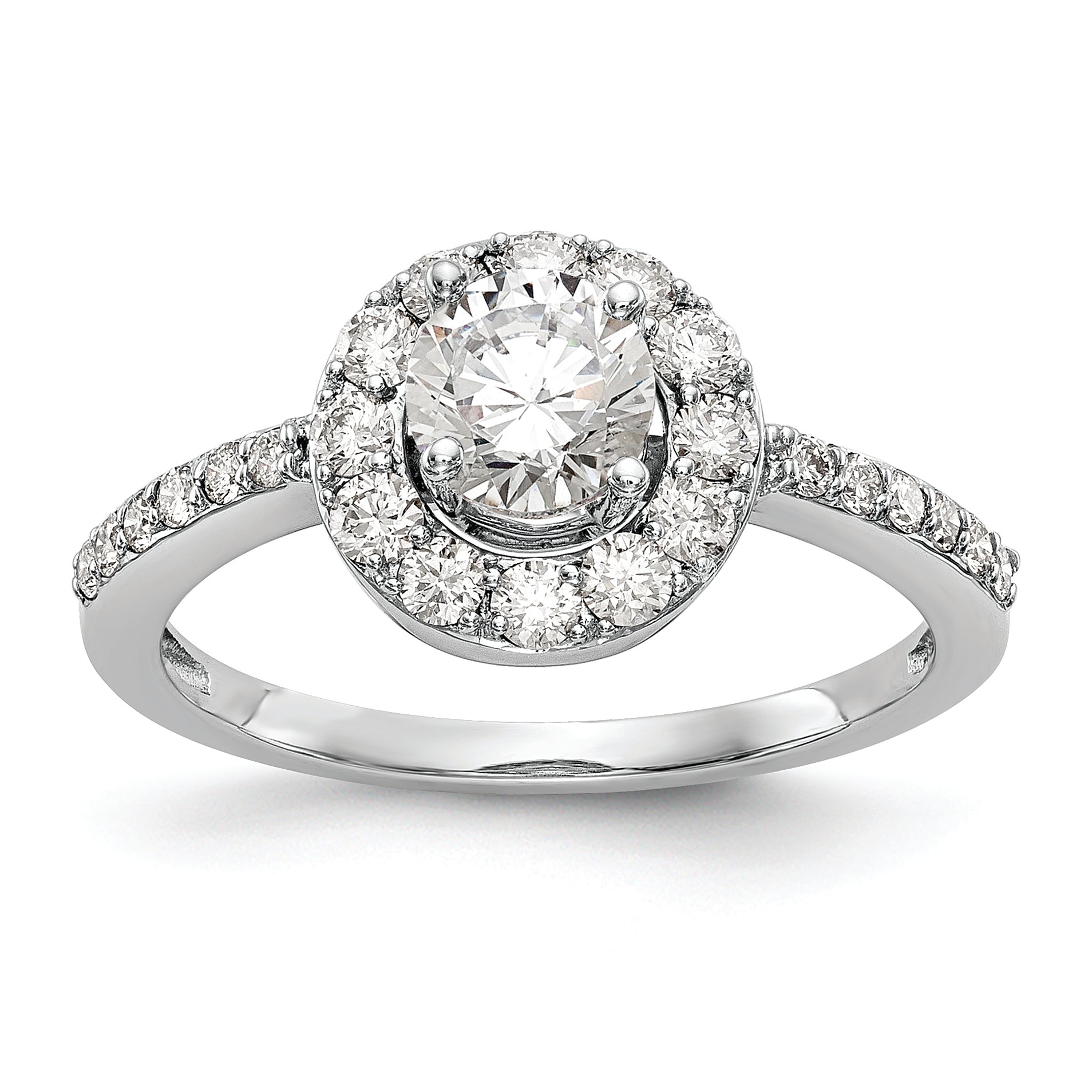 14K White Gold Halo (Holds 1/2 carat (5.00mm) Round Center) 1/2 carat Diamond Semi-Mount Engagement Ring Main image