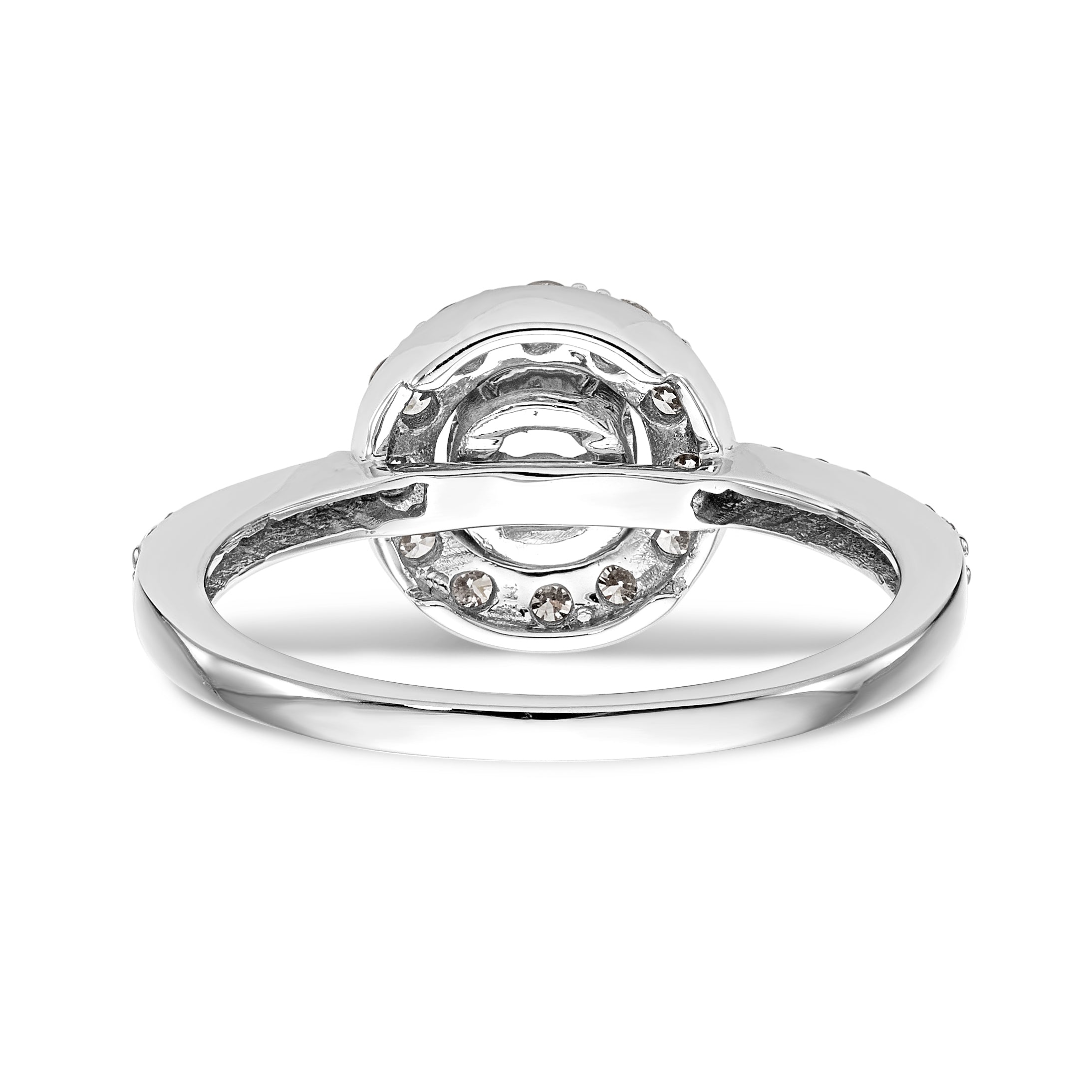 14K White Gold Halo (Holds 1/2 carat (5.00mm) Round Center) 1/2 carat Diamond Semi-Mount Engagement Ring - 7