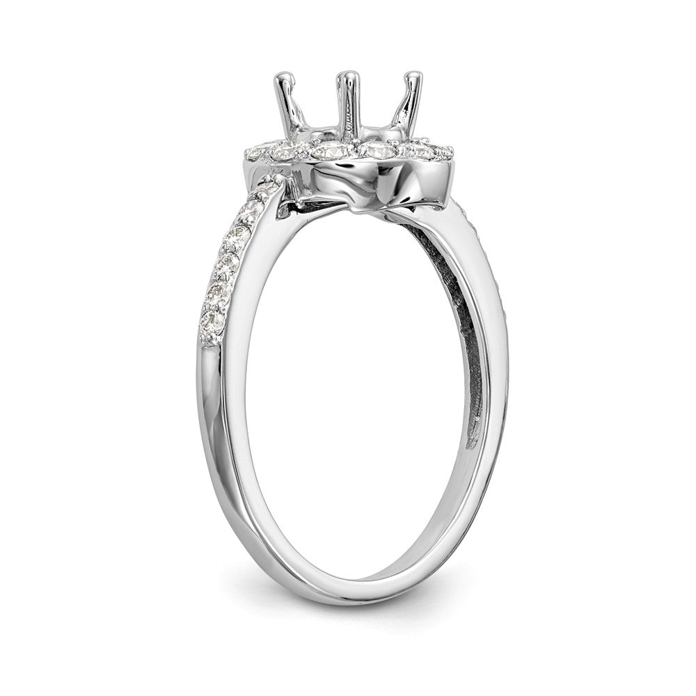 14K White Gold Halo (Holds 1/2 carat (5.00mm) Round Center) 1/2 carat Diamond Semi-Mount Engagement Ring - 7