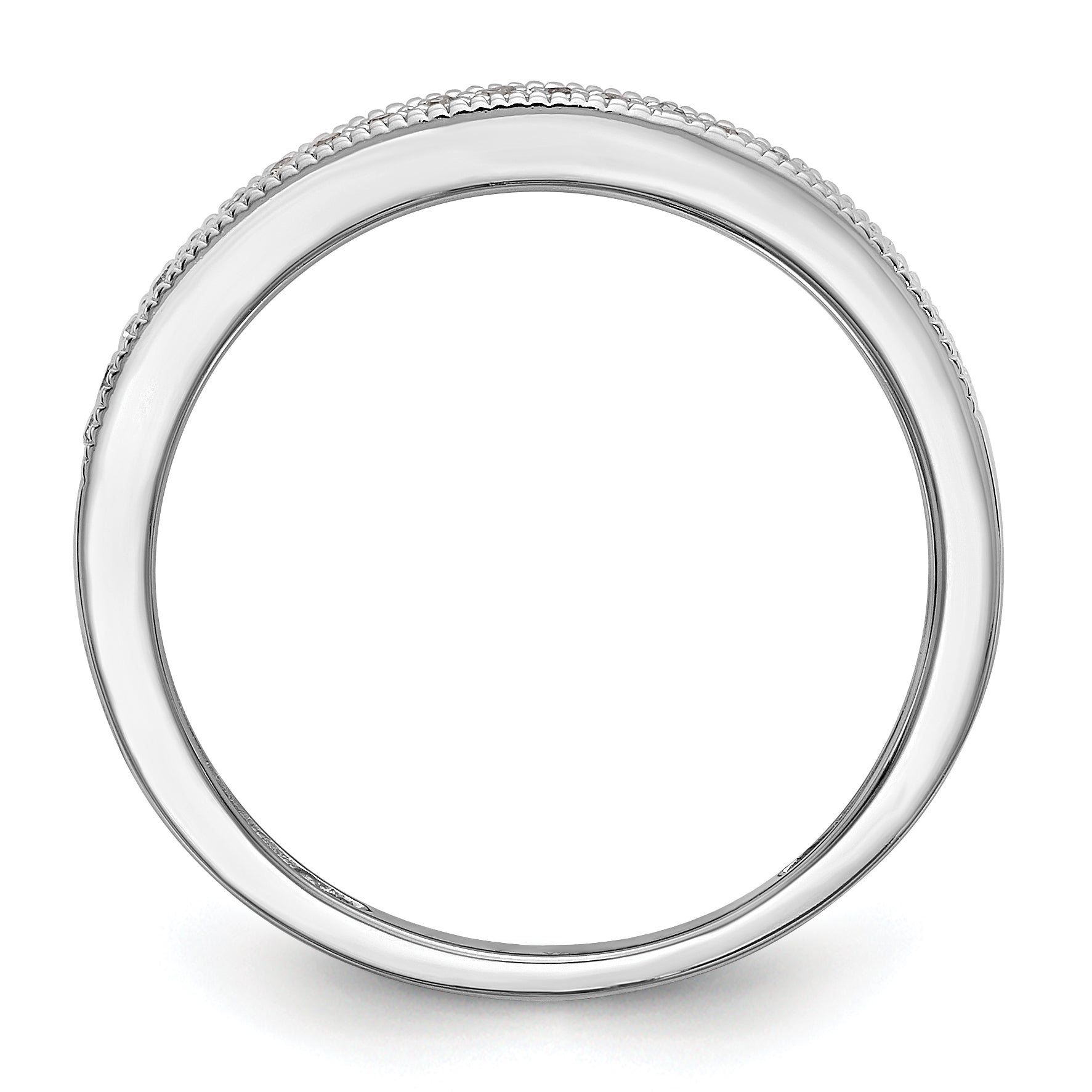 14K White Gold 1/8 carat Diamond Set of 2 Complete Wedding Bands - 7