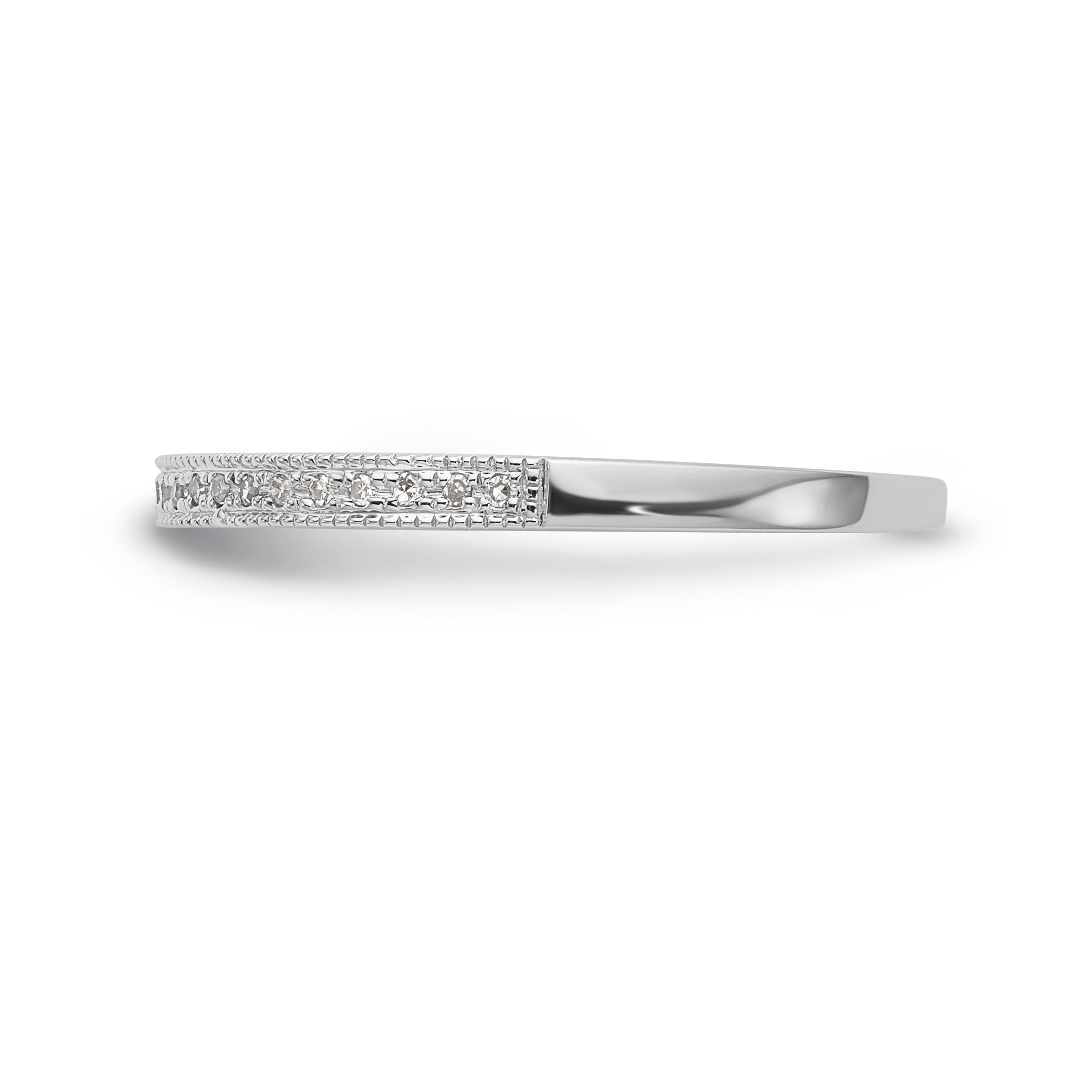 14K White Gold 1/8 carat Diamond Set of 2 Complete Wedding Bands - 7