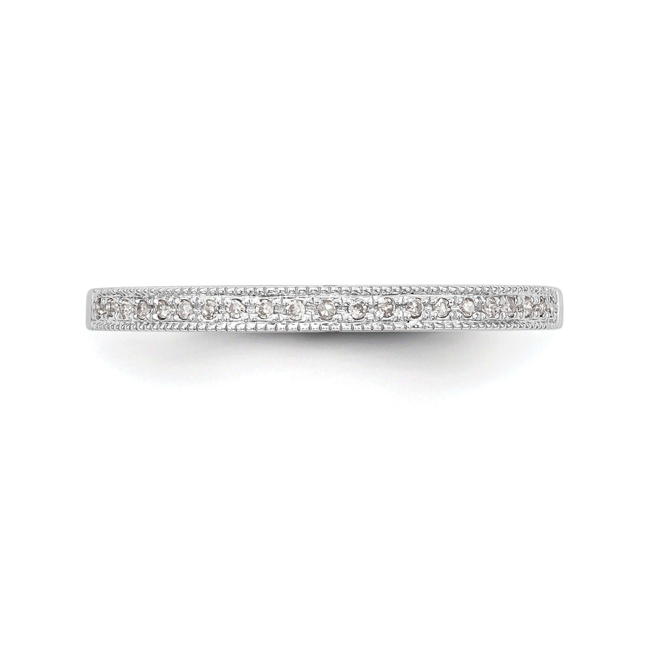 14K White Gold 1/8 carat Diamond Set of 2 Complete Wedding Bands - 7