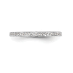 14K White Gold 1/8 carat Diamond Set of 2 Complete Wedding Bands - 7