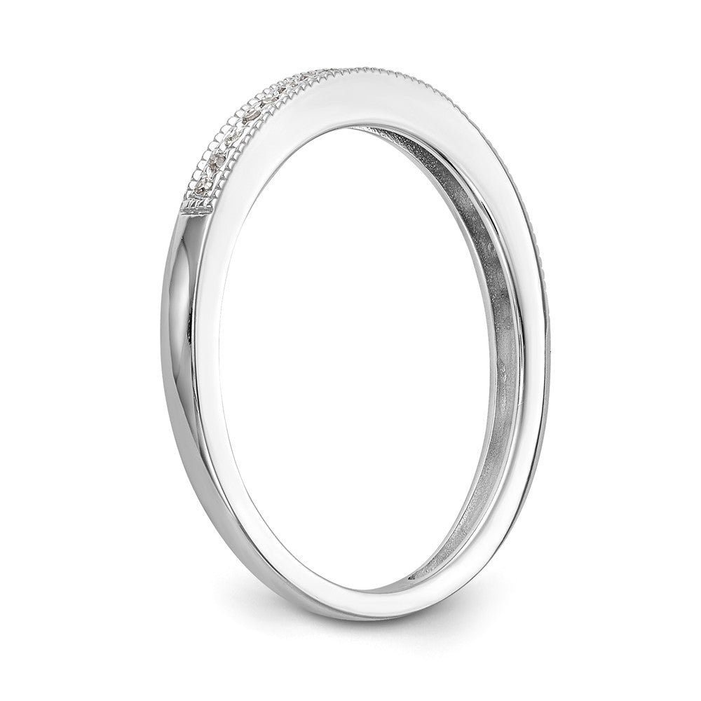 14K White Gold 1/8 carat Diamond Set of 2 Complete Wedding Bands - 7