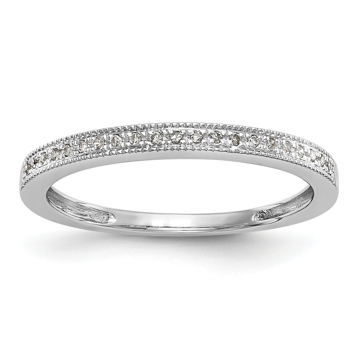 14K White Gold 1/8 carat Diamond Set of 2 Complete Wedding Bands - 7
