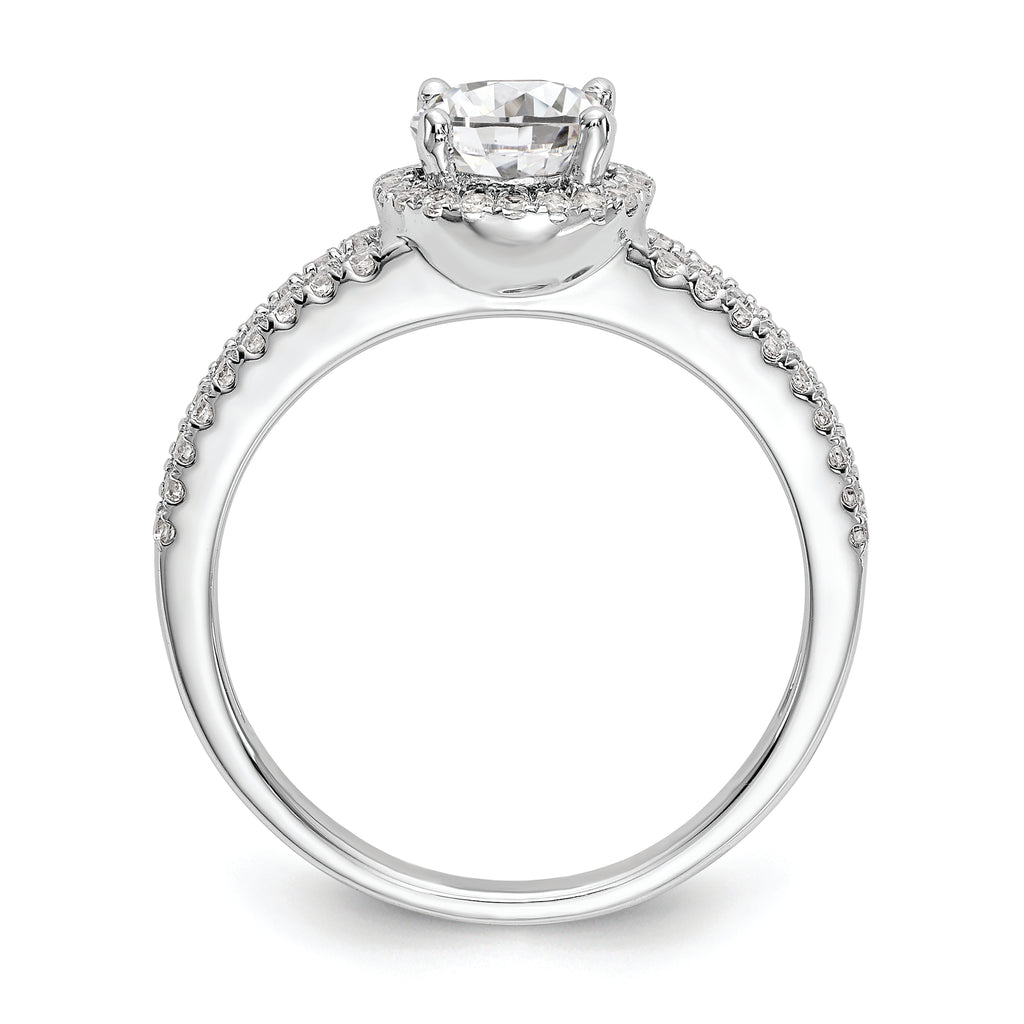 14K White Gold Halo Plus (Holds 3/4 carat (6.00mm) Round Center) 1/3 carat Diamond Semi-Mount Engagement Ring