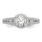 14K White Gold Halo Plus (Holds 3/4 carat (6.00mm) Round Center) 1/3 carat Diamond Semi-Mount Engagement Ring