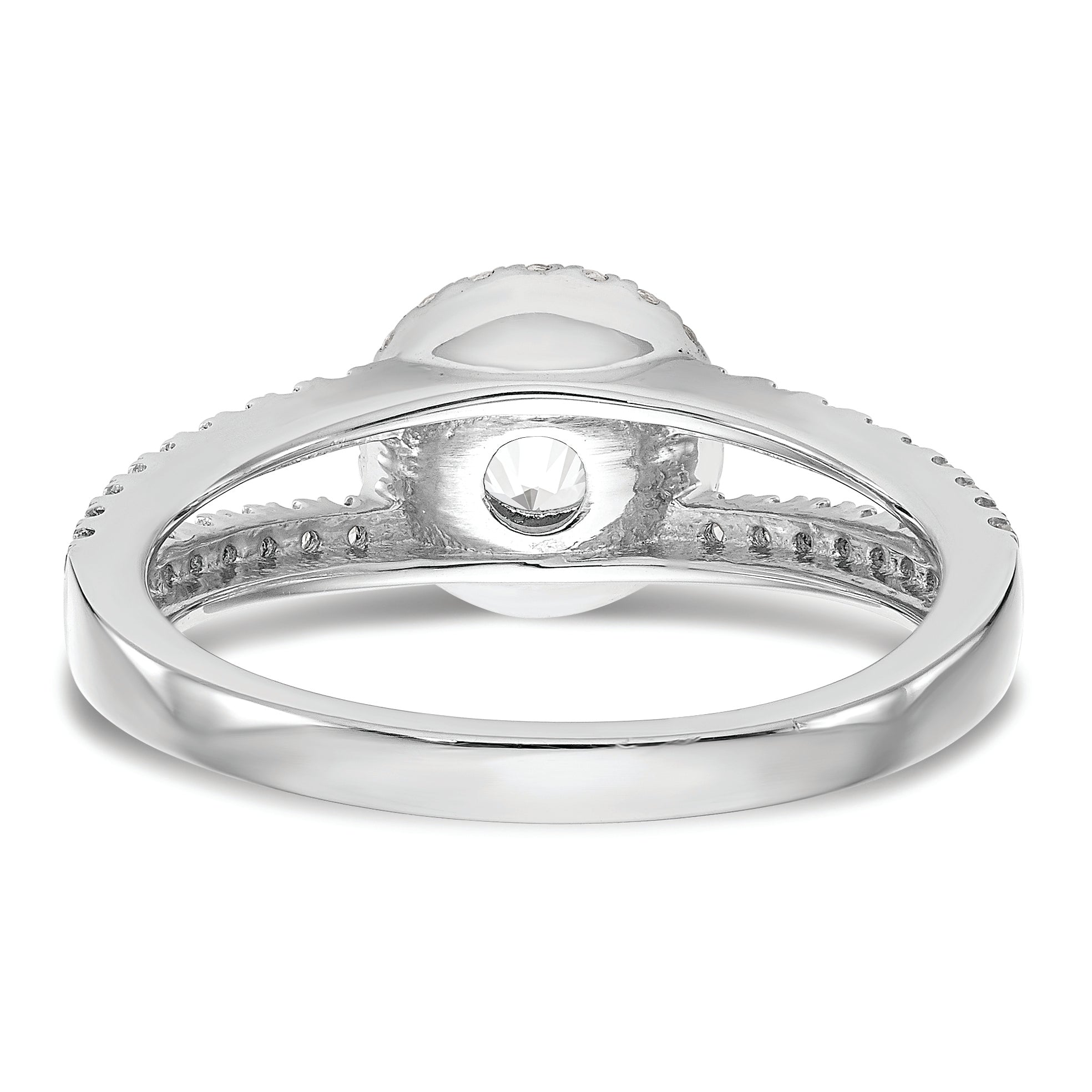 14K White Gold Halo Plus (Holds 3/4 carat (6.00mm) Round Center) 1/3 carat Diamond Semi-Mount Engagement Ring