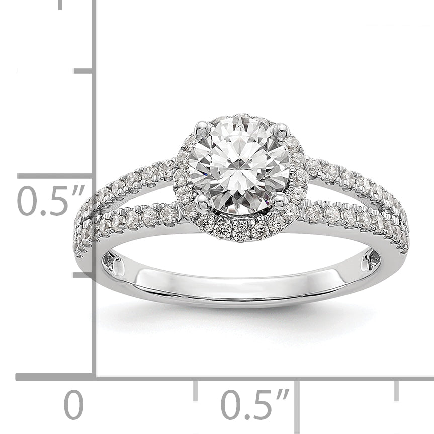 14K White Gold Halo Plus (Holds 3/4 carat (6.00mm) Round Center) 1/3 carat Diamond Semi-Mount Engagement Ring