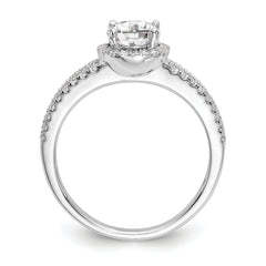 14K White Gold Round Diamond Semi-Mount Halo Engagement Ring - 7