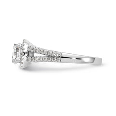 14K White Gold Round Diamond Semi-Mount Halo Engagement Ring - 7