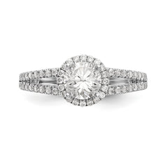 14K White Gold Round Diamond Semi-Mount Halo Engagement Ring - 7