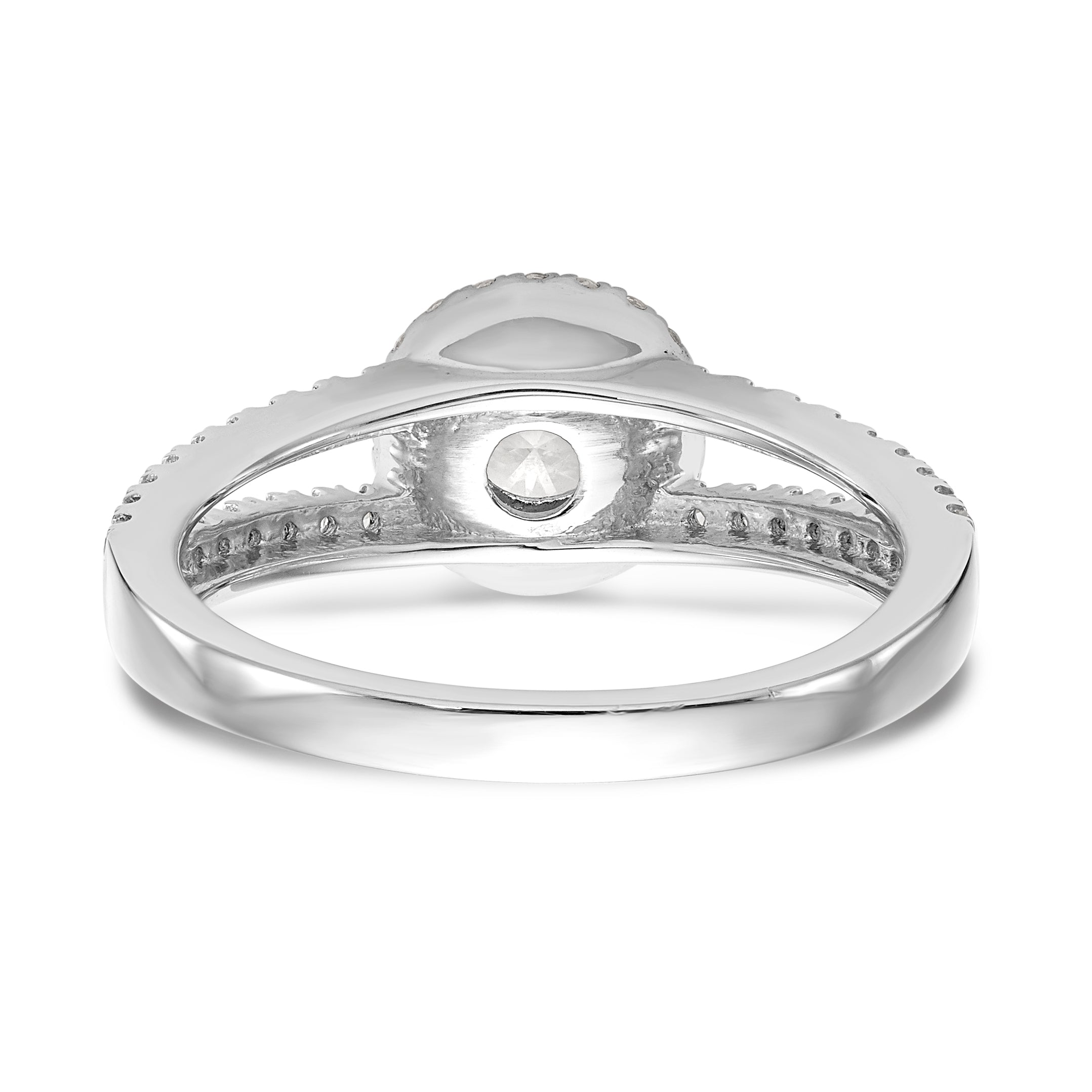 14K White Gold Round Diamond Semi-Mount Halo Engagement Ring - 7