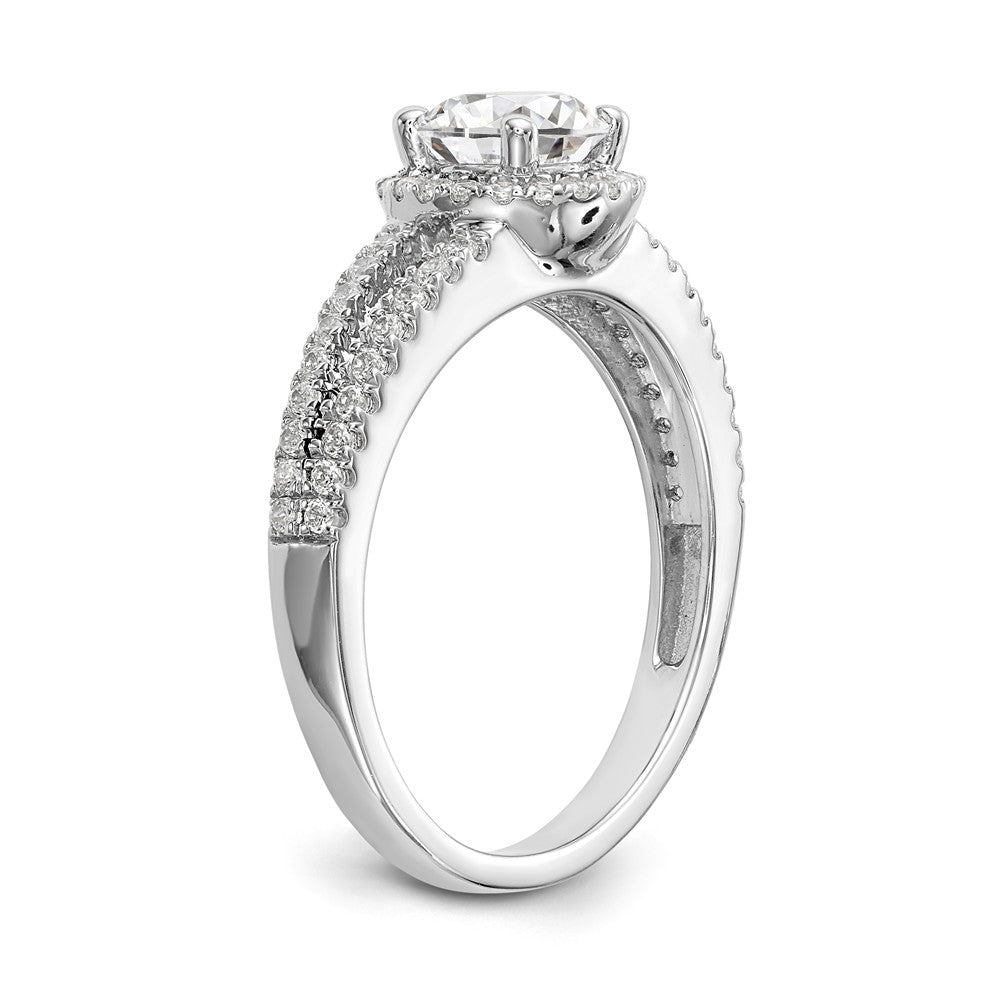 14K White Gold Round Diamond Semi-Mount Halo Engagement Ring - 7