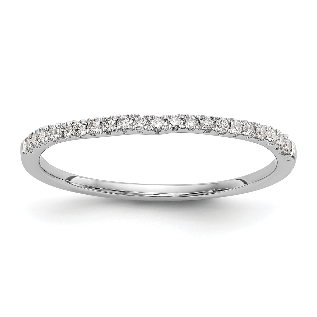 14K White Gold Diamond Wedding Band - 7