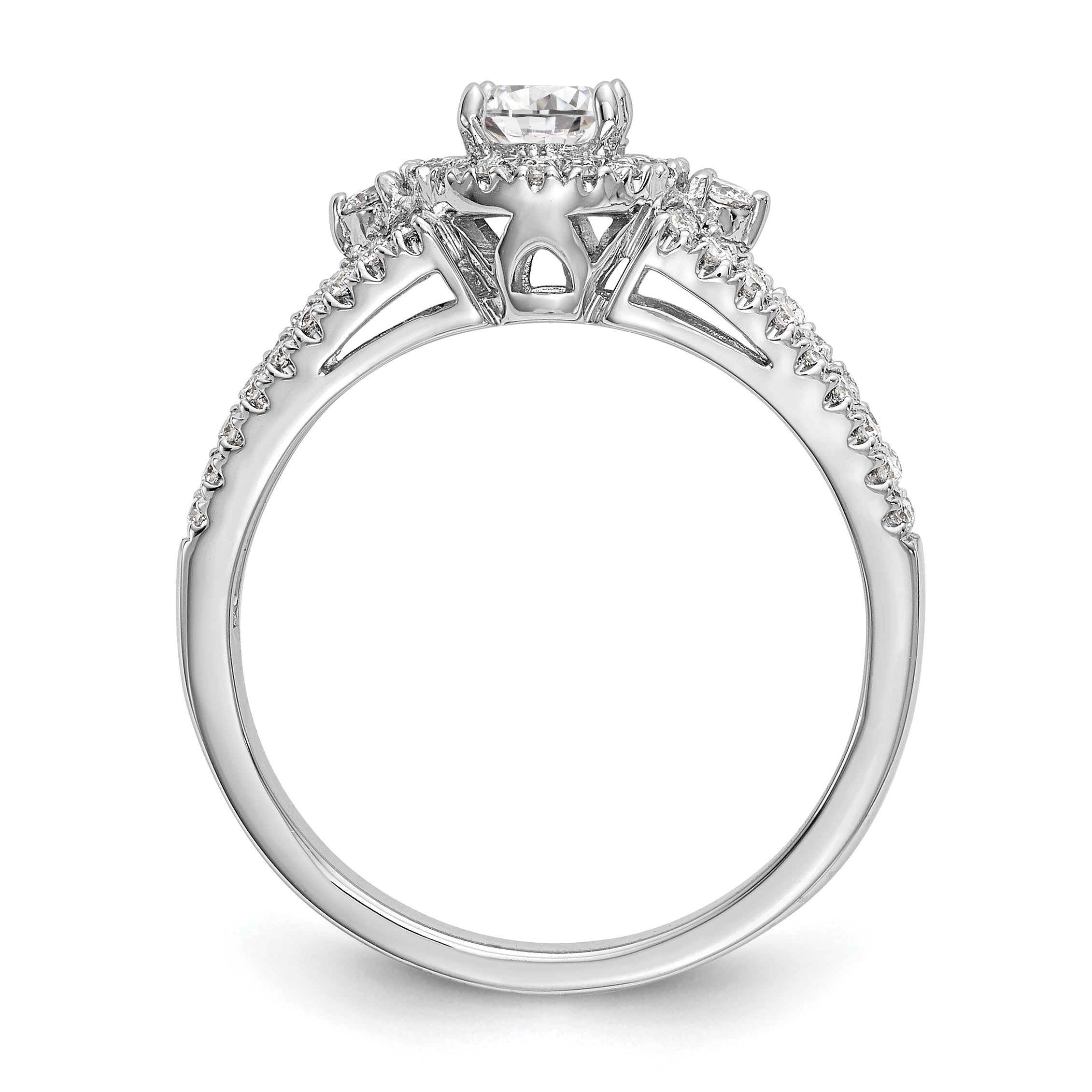 14K White Gold Round Diamond Semi-Mount Halo Engagement Ring Secondary image