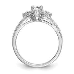 14K White Gold Round Diamond Semi-Mount Halo Engagement Ring - 7