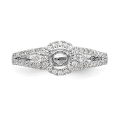 14K White Gold Round Diamond Semi-Mount Halo Engagement Ring - 7