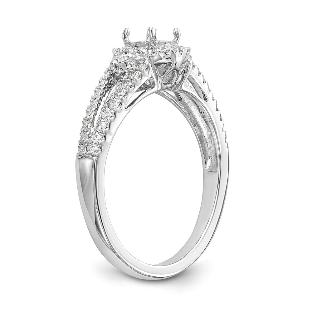 14K White Gold Round Diamond Semi-Mount Halo Engagement Ring - 7