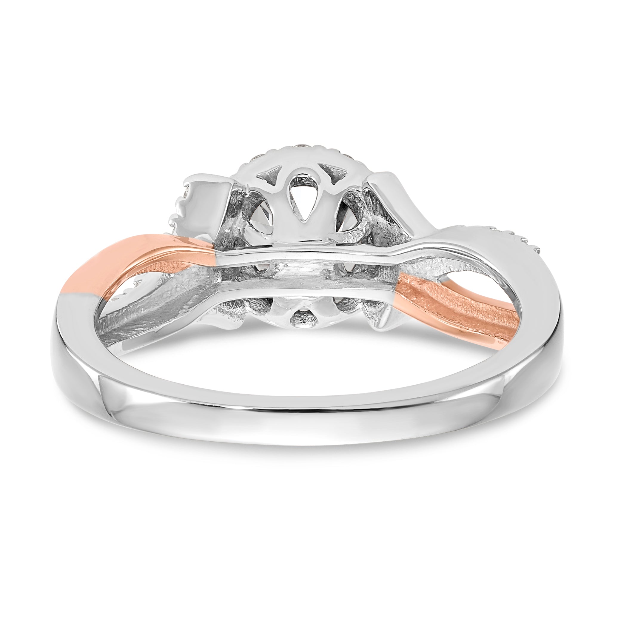 14K Two-tone Peg Set Diamond Semi-Mount Halo Engagement Ring