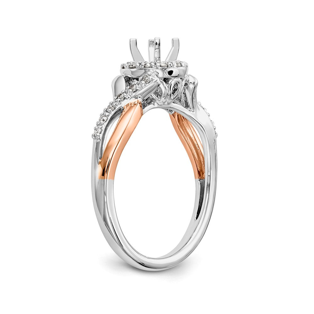 14K Two-tone Peg Set Diamond Semi-Mount Halo Engagement Ring