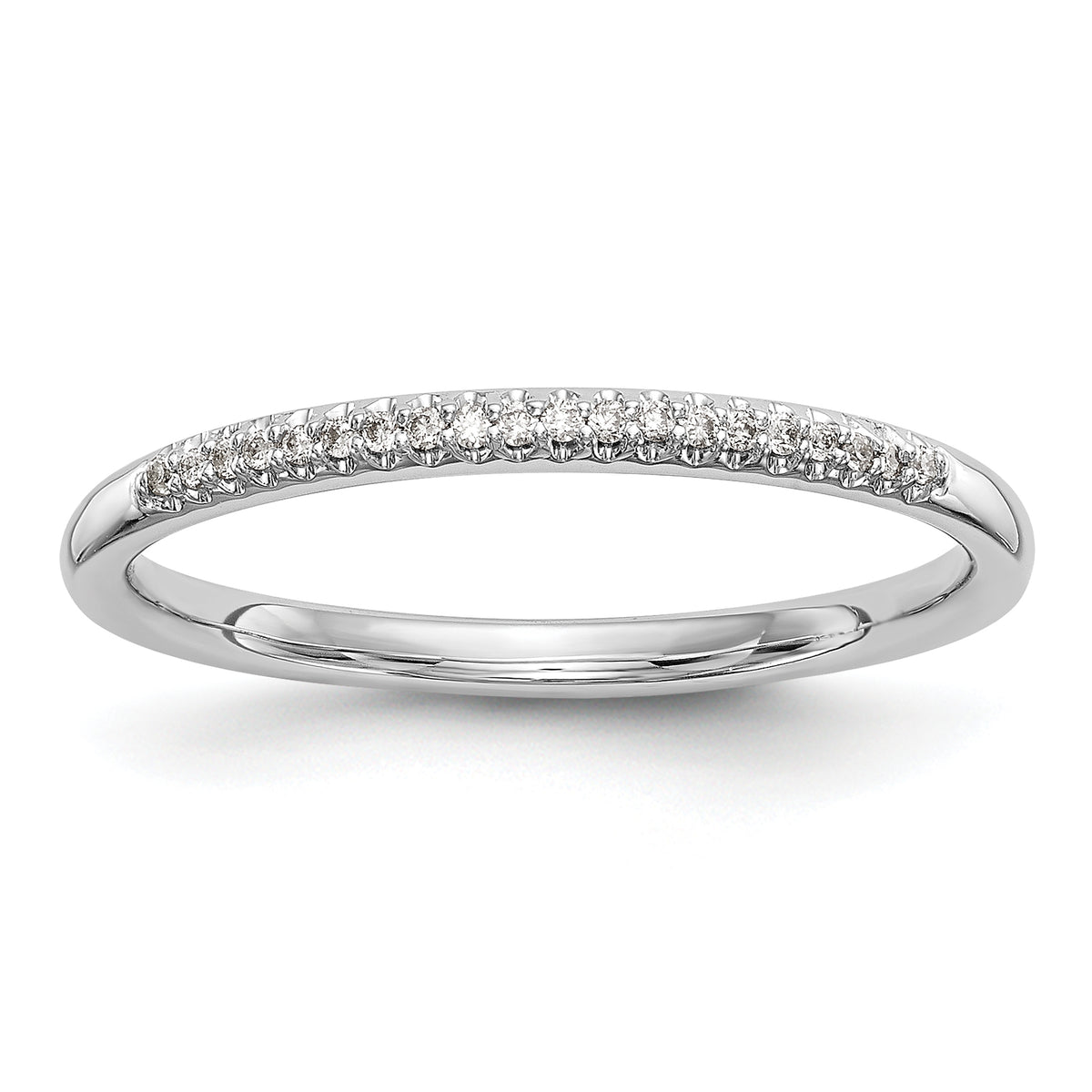 14K White Gold 1/20 carat Complete Diamond Wedding Band - 7