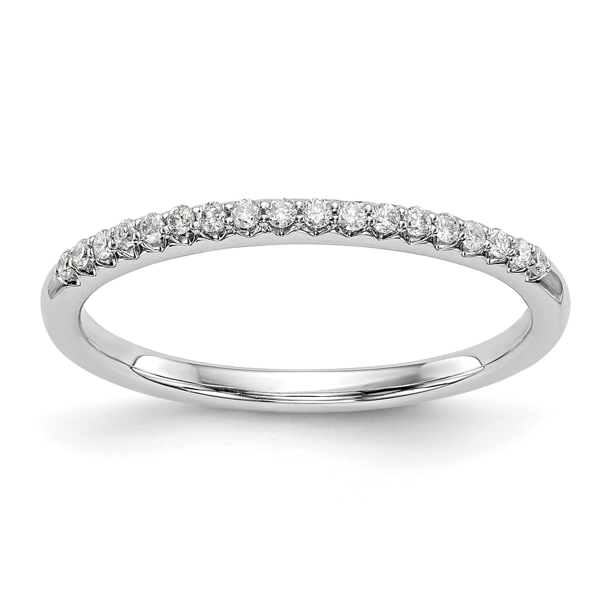 14K White Gold 1/8 carat Complete Diamond Wedding Band - 7