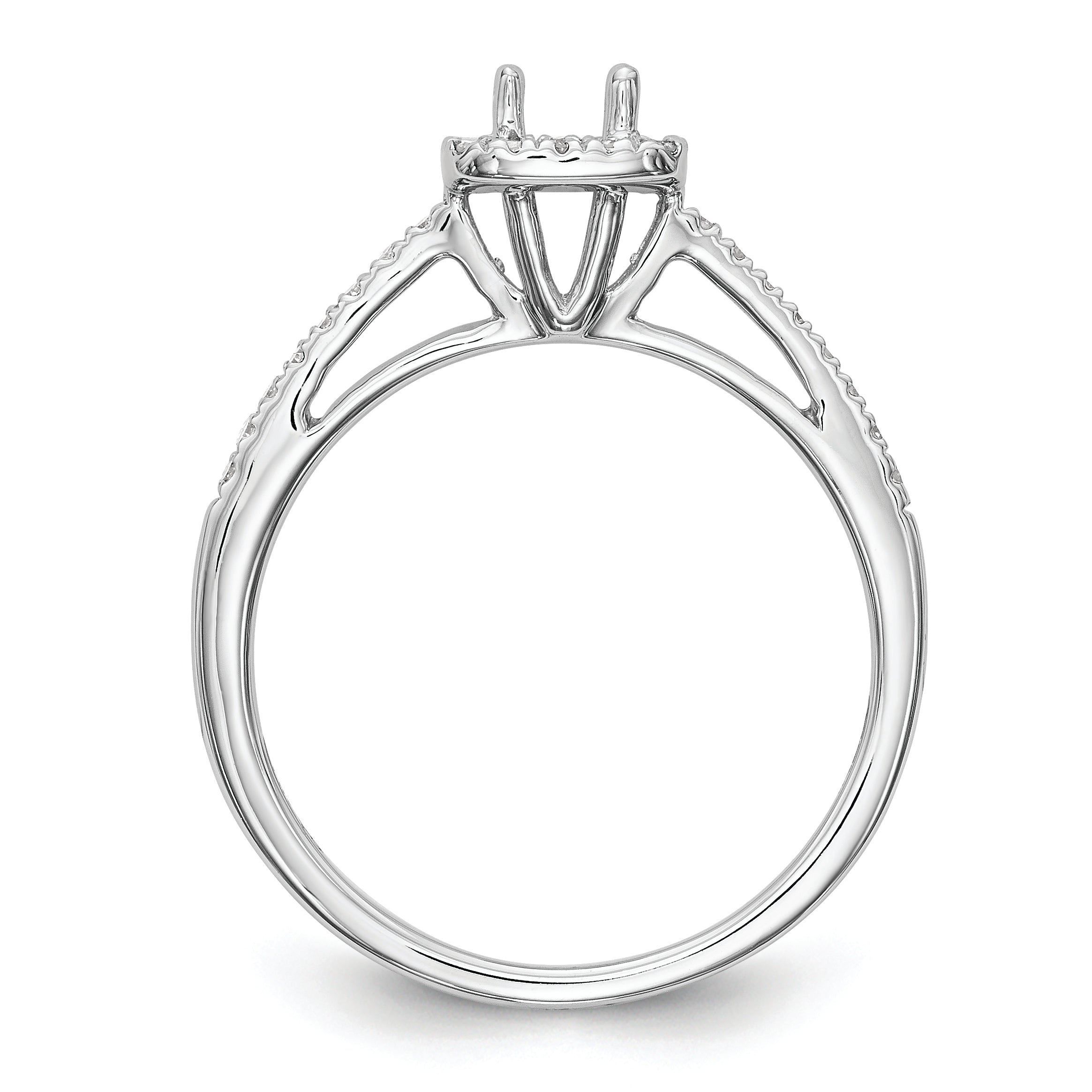 14K White Gold Halo Plus (Holds 1/3 carat (4.5mm) Round Center) 1/5 carat Diamond Semi-Mount Engagement Ring Secondary image