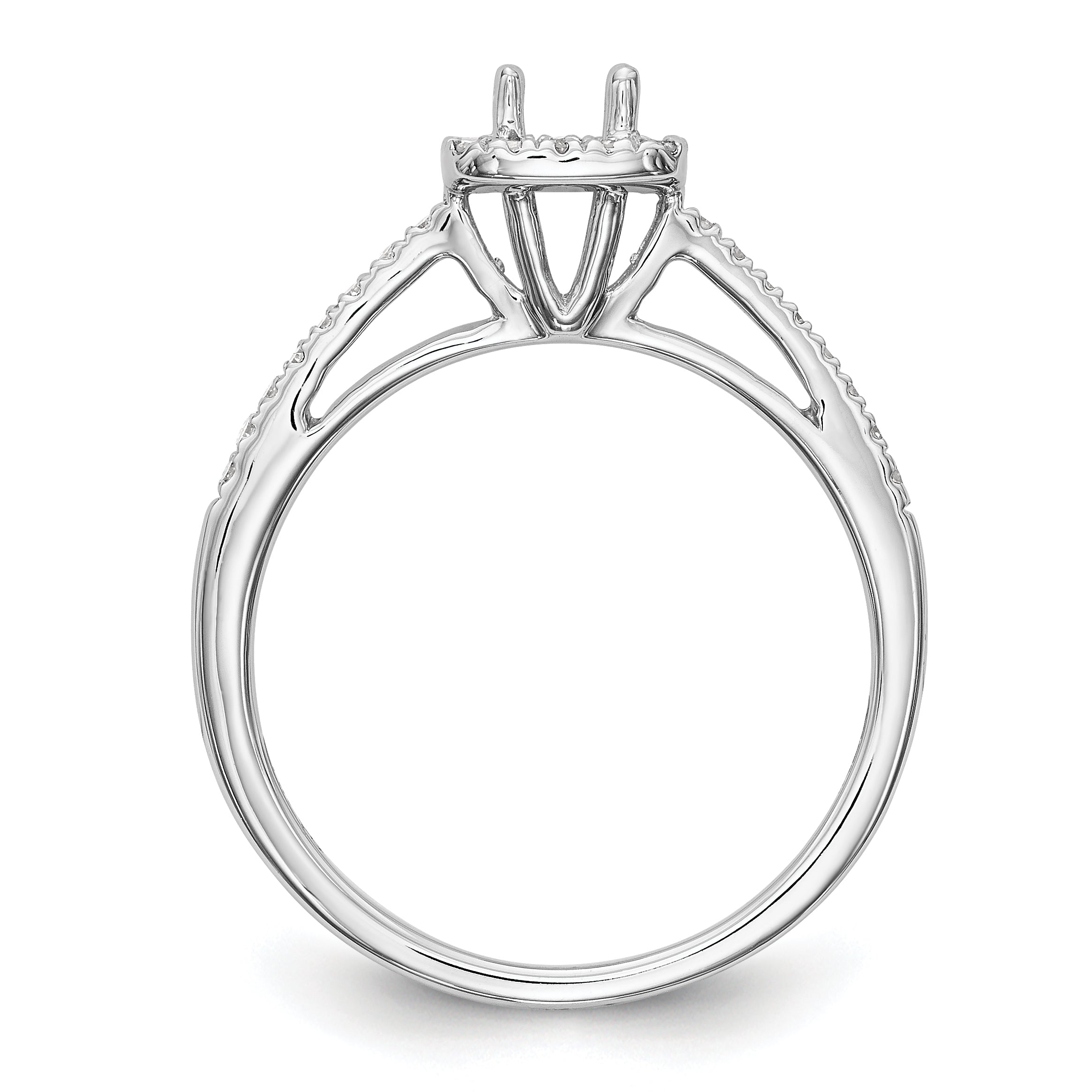 14K White Gold Halo Plus (Holds 1/3 carat (4.5mm) Round Center) 1/5 carat Diamond Semi-Mount Engagement Ring - 7
