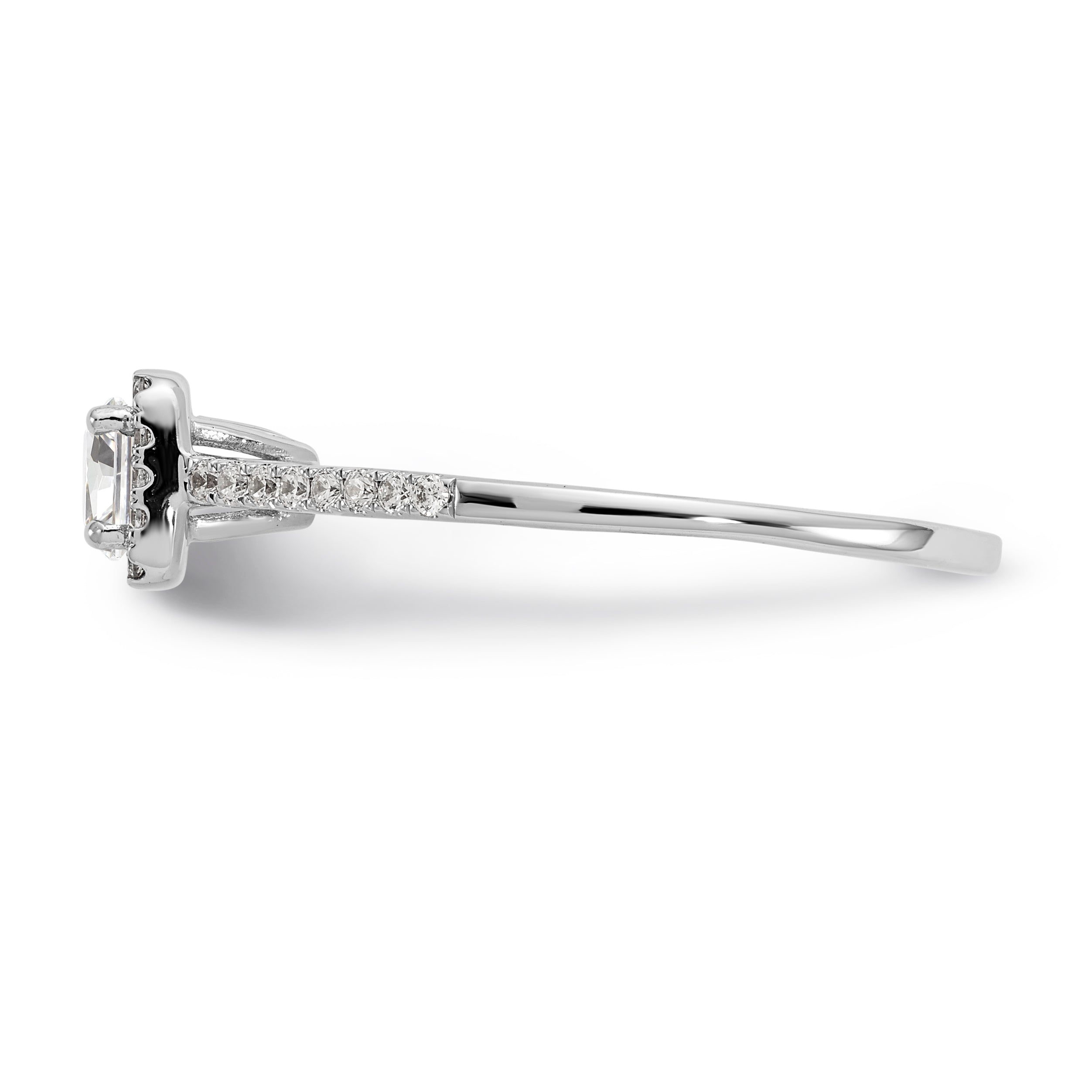14K White Gold Halo Plus (Holds 1/3 carat (4.5mm) Round Center) 1/5 carat Diamond Semi-Mount Engagement Ring - 7