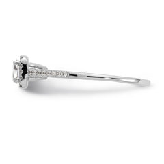 14K White Gold Halo Plus (Holds 1/3 carat (4.5mm) Round Center) 1/5 carat Diamond Semi-Mount Engagement Ring - 7