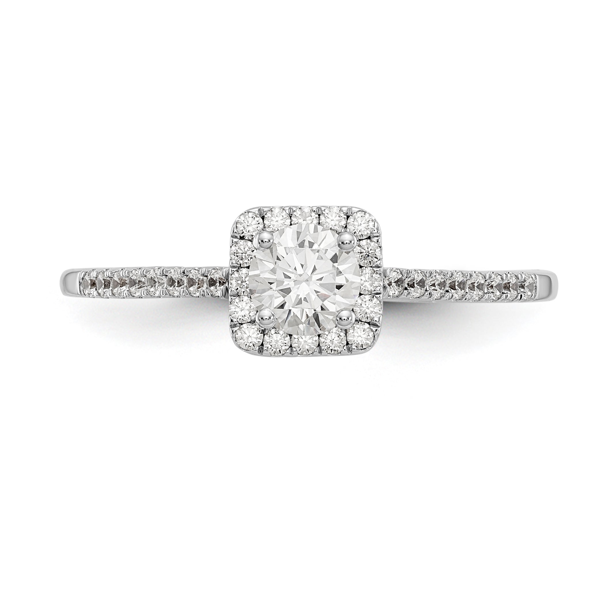14K White Gold Halo Plus (Holds 1/3 carat (4.5mm) Round Center) 1/5 carat Diamond Semi-Mount Engagement Ring - 7