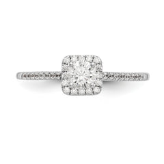 14K White Gold Halo Plus (Holds 1/3 carat (4.5mm) Round Center) 1/5 carat Diamond Semi-Mount Engagement Ring - 7