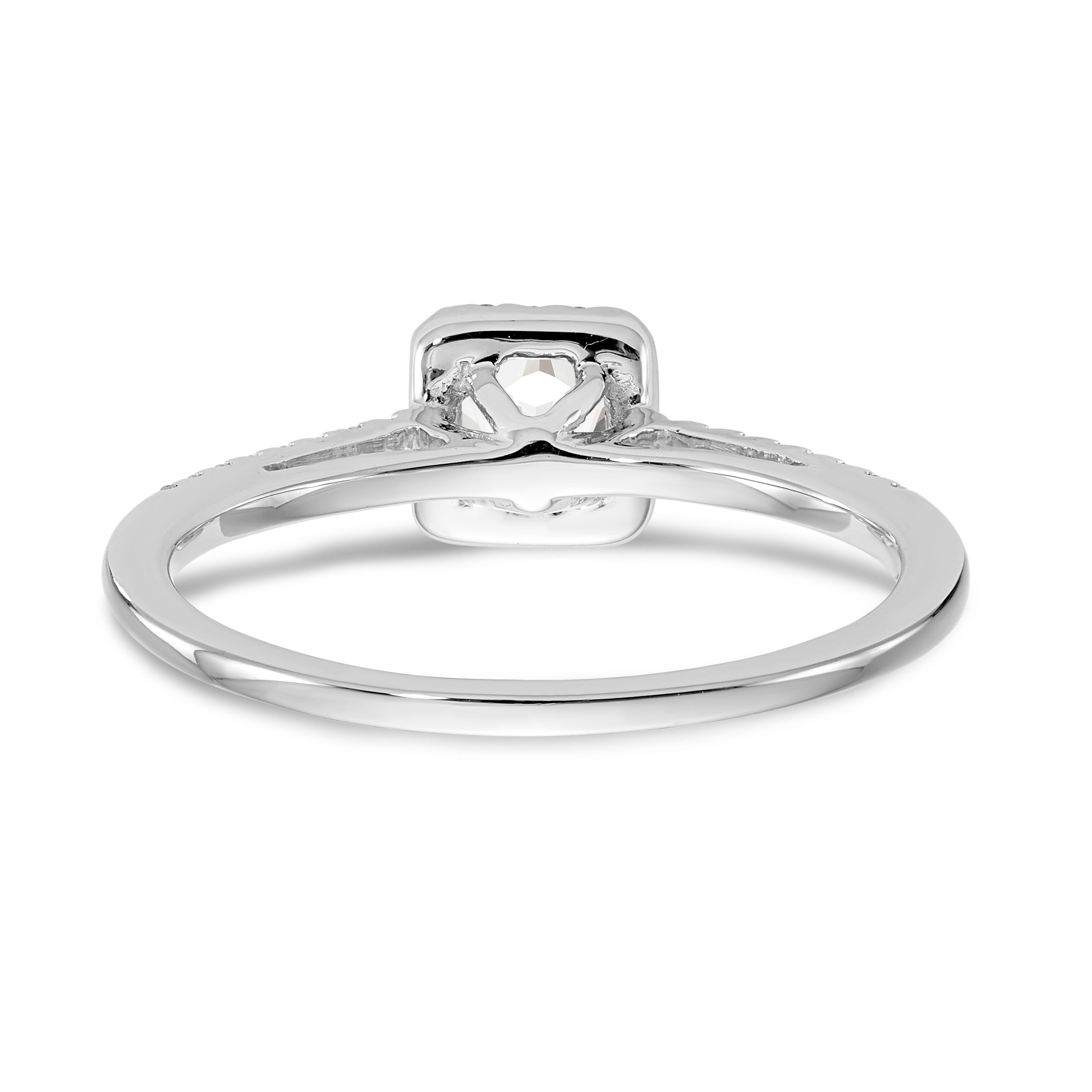 14K White Gold Halo Plus (Holds 1/3 carat (4.5mm) Round Center) 1/5 carat Diamond Semi-Mount Engagement Ring - 7