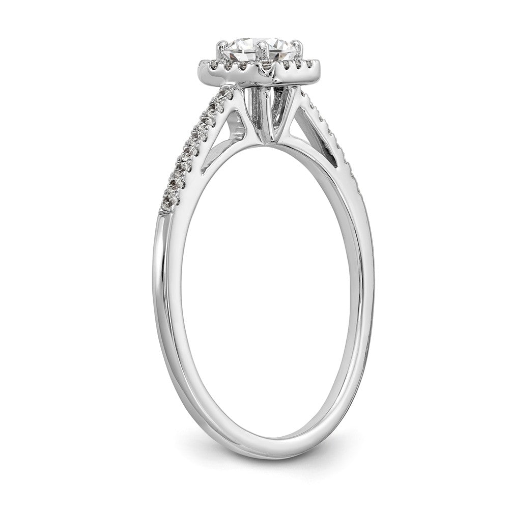 14K White Gold Halo Plus (Holds 1/3 carat (4.5mm) Round Center) 1/5 carat Diamond Semi-Mount Engagement Ring - 7