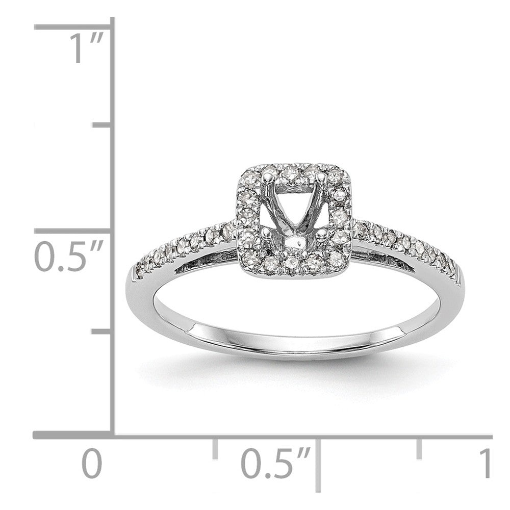 14K White Gold Round Diamond Semi-Mount Cushion Halo Engagement Ring