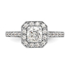 14K Two-tone Round Diamond Semi-Mount Cushion Halo Engagement Ring