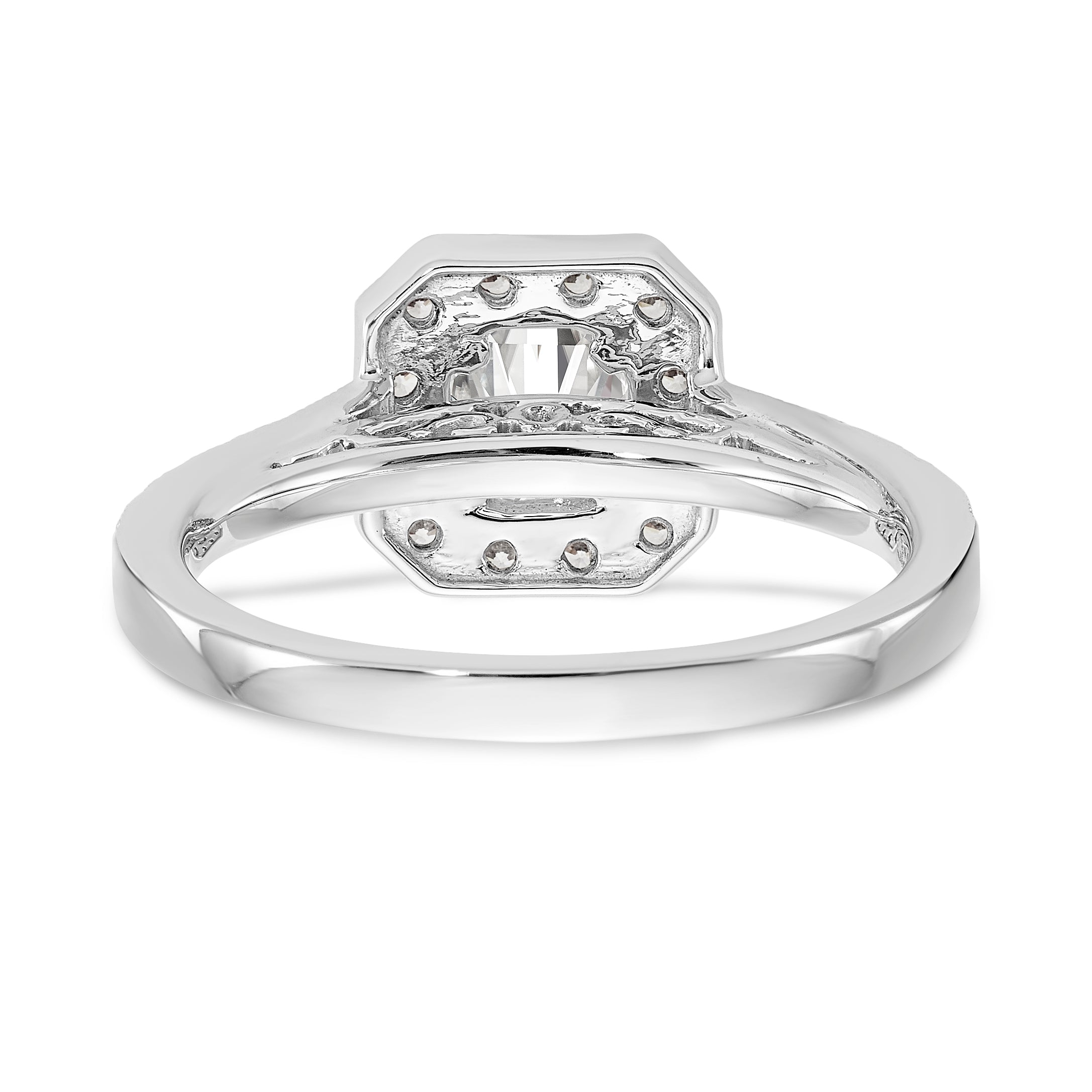 14K Two-tone Round Diamond Semi-Mount Cushion Halo Engagement Ring