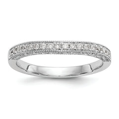 14K White Gold 1/5 carat Diamond Contoured Complete Wedding Band
