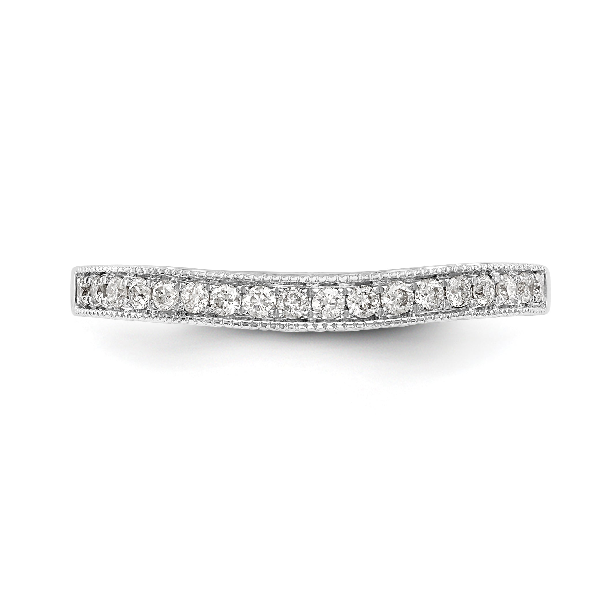 14K White Gold 1/5 carat Diamond Contoured Complete Wedding Band - 7