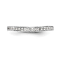 14K White Gold 1/5 carat Diamond Contoured Complete Wedding Band - 7