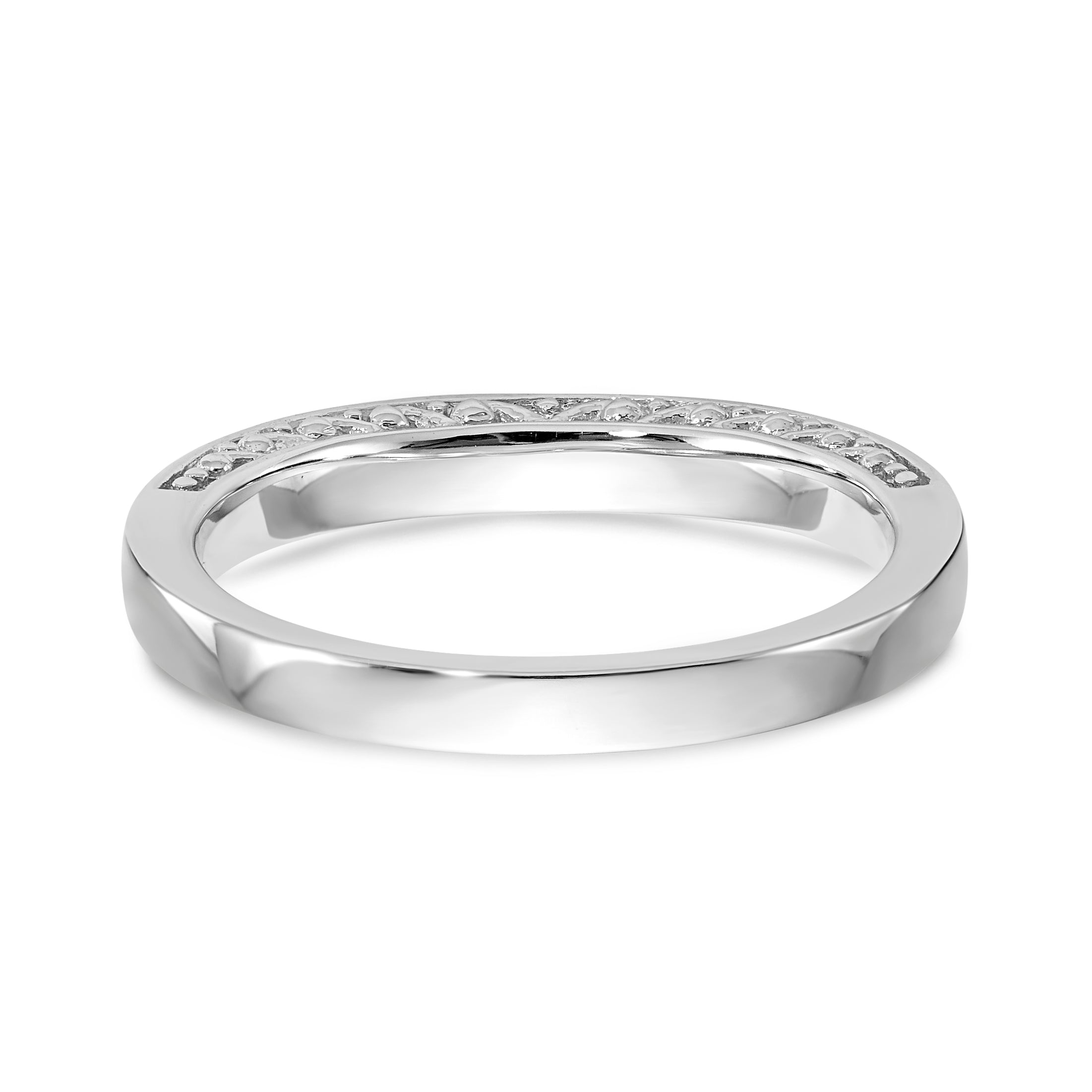 14K White Gold 1/5 carat Diamond Contoured Complete Wedding Band - 7