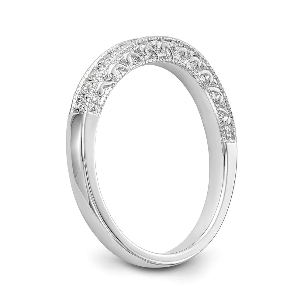 14K White Gold 1/5 carat Diamond Contoured Complete Wedding Band - 7