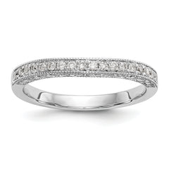 14K White Gold 1/5 carat Diamond Contoured Complete Wedding Band - 7