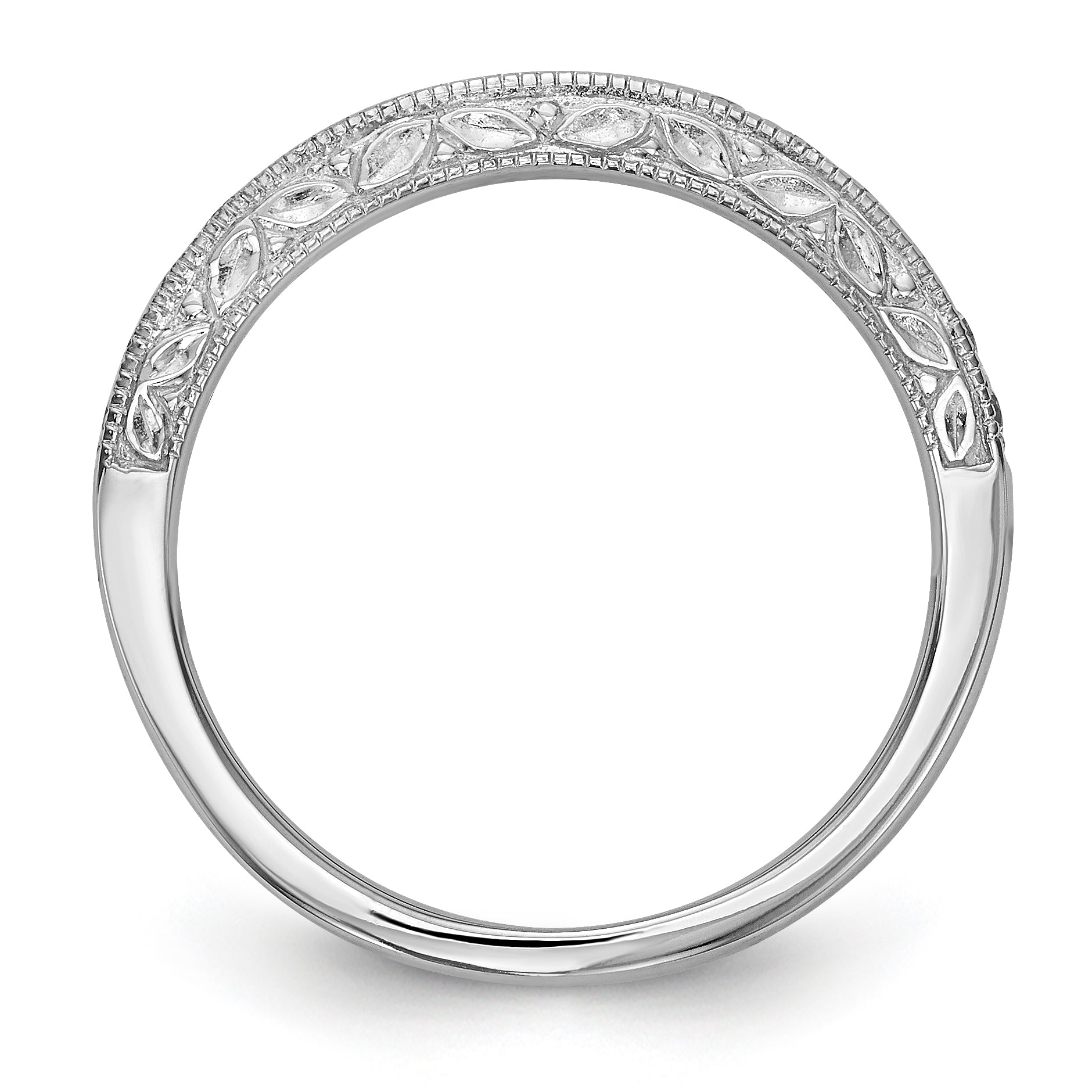 14K White Gold 1/4 carat Diamond Complete Wedding Band - 7