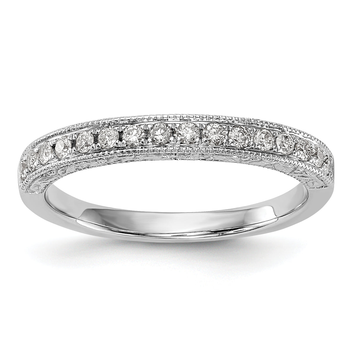 14K White Gold 1/4 carat Diamond Complete Wedding Band - 7
